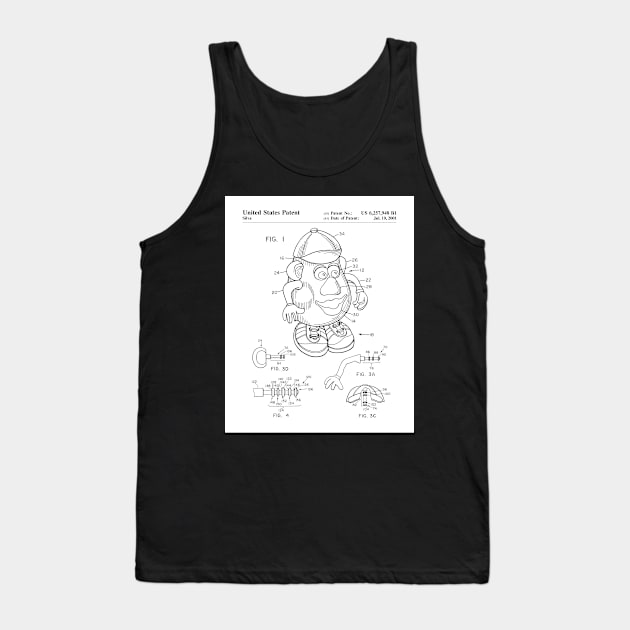 Mr Potato Head Patent - Potato Head Art - Black And White Tank Top by patentpress